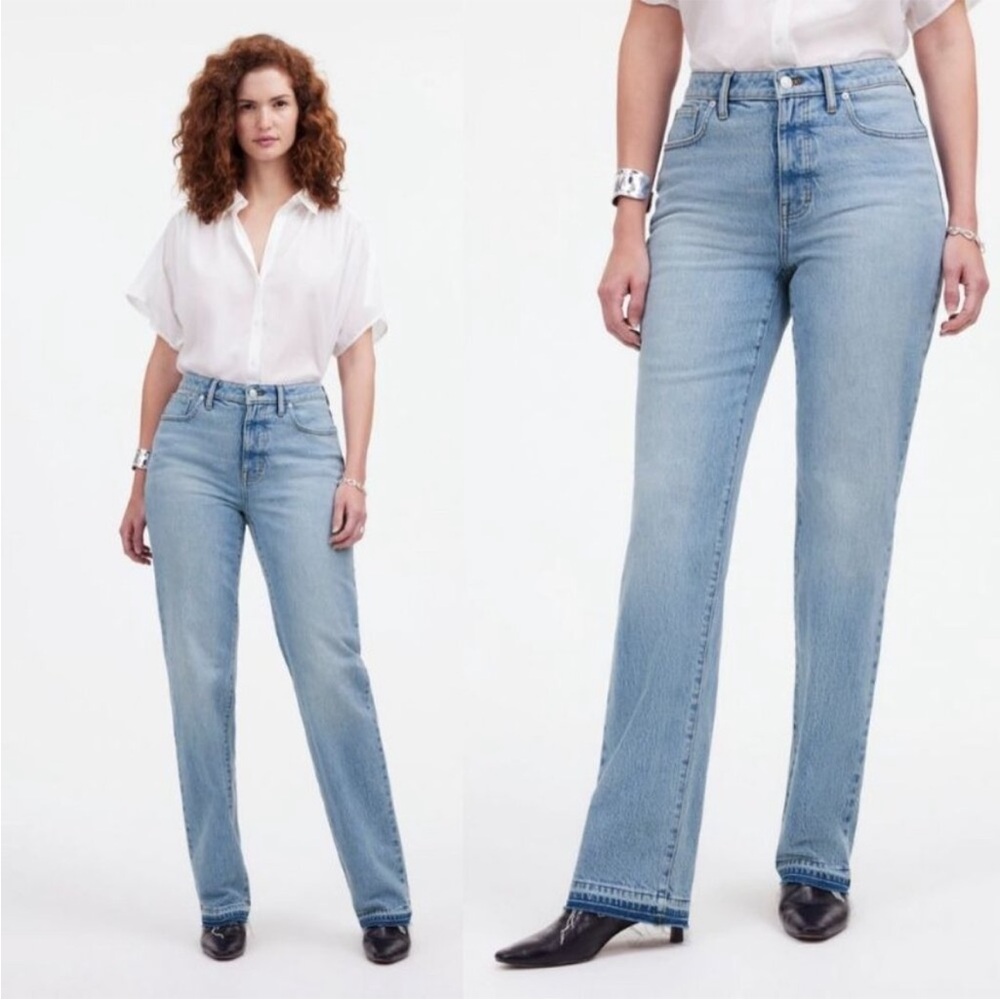 Madewell | The Curvy Mid Rise 90s Straight Jeans Size 29 Raw Hem Light Wash